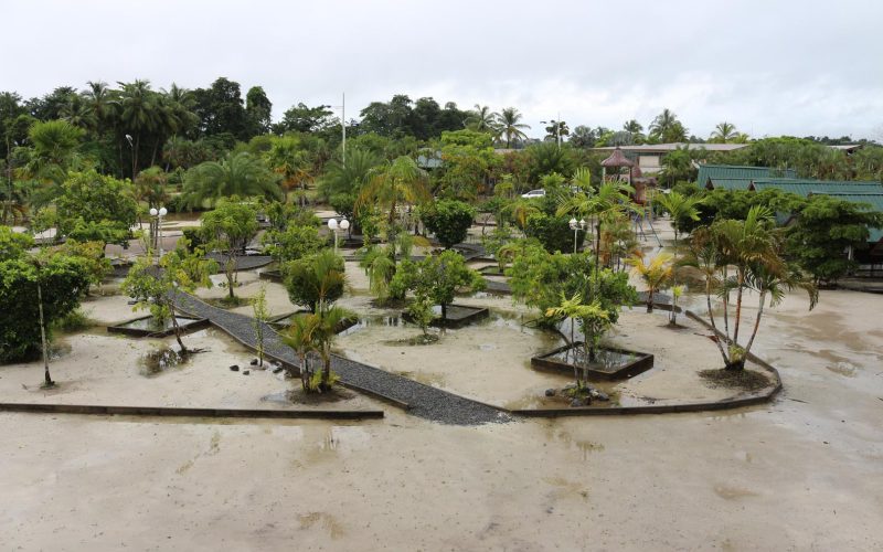 Aerial view of garden area at Caribo Beach Resort.